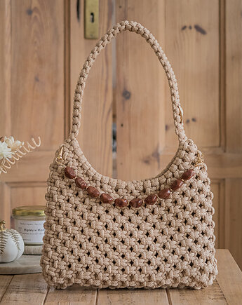 Makramowa torebka Soho Bag - wanilia, Poplecione Makramy
