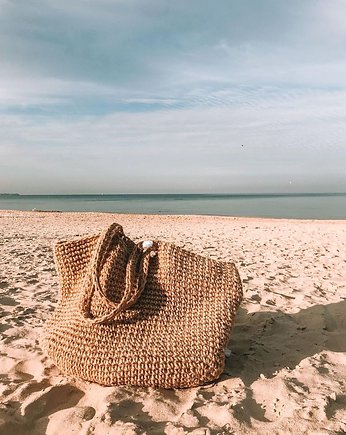 Torba kosz ze sznurka jutowego beżowa, knots