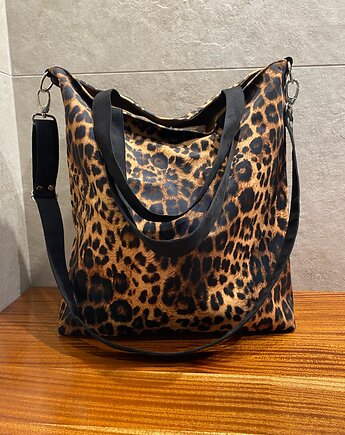 Torba na ramię XL - print panterka, PRACOWNIA 166