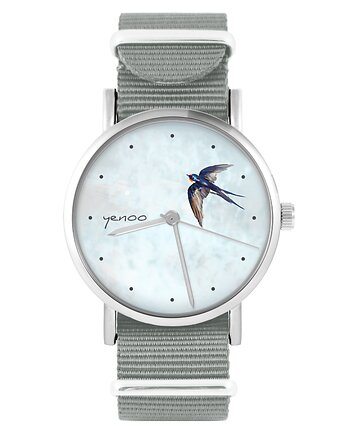 Zegarek - Jaskółka - szary, nylonowy, yenoo