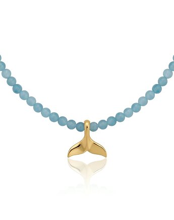 Naszyjnik z kamieni naturalnych - Jadeit & Płetwa wieloryba, La Tienne