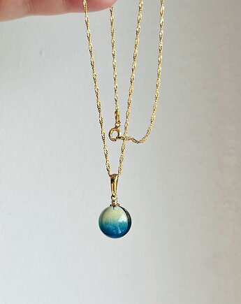 Naszyjnik z niebieskim bursztynem Bałtyk, seawave