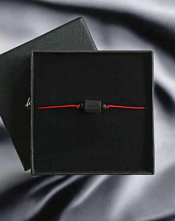 Ochronna bransoletka - czarny turmalin, onyks : czerwony sznurek, kaktusia