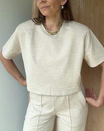T-Shirt Move crop poduchy mocca melange, Patchouli