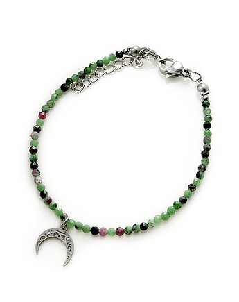 Bransoletka zoisyt z rubinem, róg obfitości, kamienie naturalne, Colie