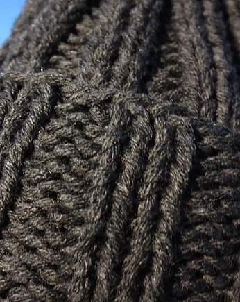 Szara czapka beanie  z wełną Shetland Chunky, Mademoiselle Patrini