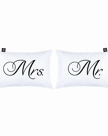 Poszewki na poduszki z napisami MR. & MRS., Love To Sleep