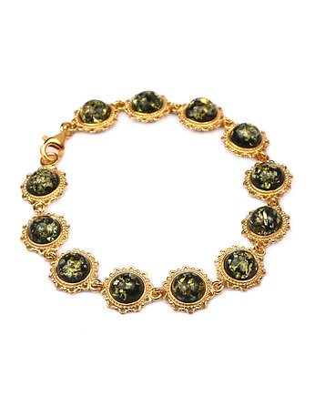 Bransoletka Zielony Bursztyn złoto, Brazi Druse Jewelry