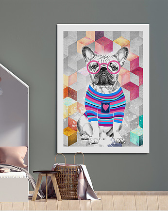 OBRAZ NA PŁÓTNIE -  70x100cm BULDOG KAZIK, LUdesign gallery