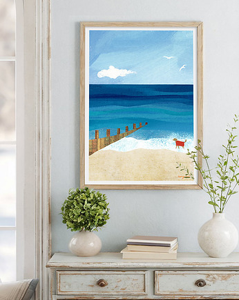 Plakat z psem - W morskich falach, minimalmill