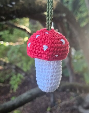 Naszyjnik grzybek, sakiewka, muchomor, cosy creation