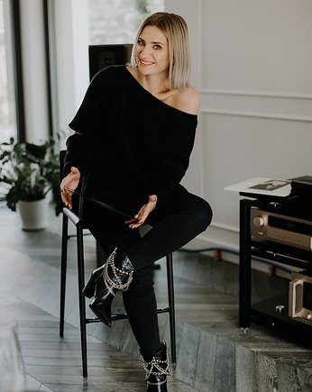Sweter z pęknięciami na rękawach czarny, BIENKOVSKA