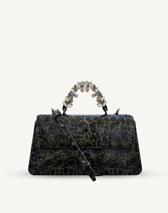 "Audrey M+" torebka z perłami słodkowodnymi, skóra na wzór krokodyla, Hedonism