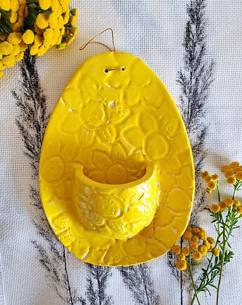 Ceramiczna zawieszka ozdoba ścienna żółta, Wooden Love