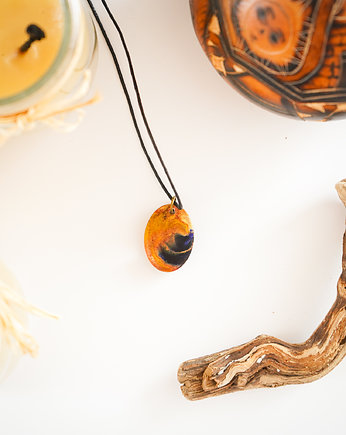 Owalny, kolorowy, artystyczny, dwustronny wisiorek abstrakcyjny handmade, Akrylove art