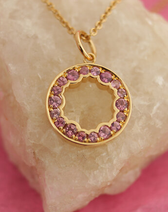 Geoda - wisiorek złoty z rózowymi szafirami, Tomasz Markowski Biżuteria