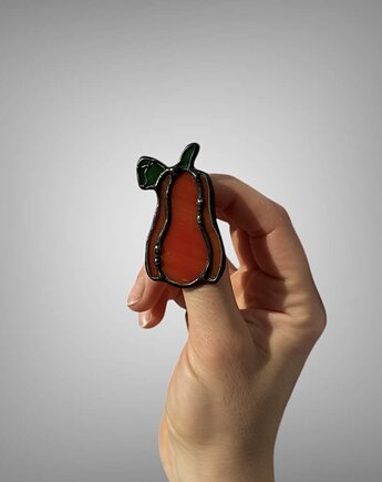 Pomarańczowa broszka witrażowa warzywo "Dynia", Only Pure Glass