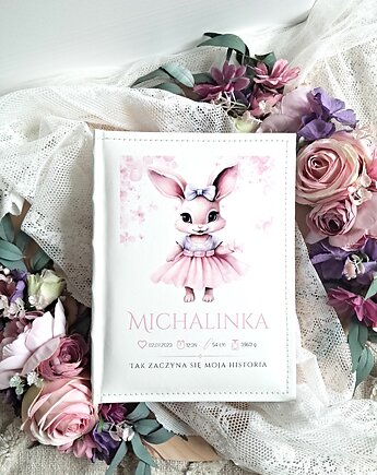 ALBUM KRÓLICZKA z metryczką, prezent na chrzest, roczek, święta, LOO LOO DREAM