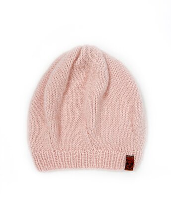 Jasno różowa lekka czapka poszerzana z alpaki Parisian, Holy Alpaca Knit