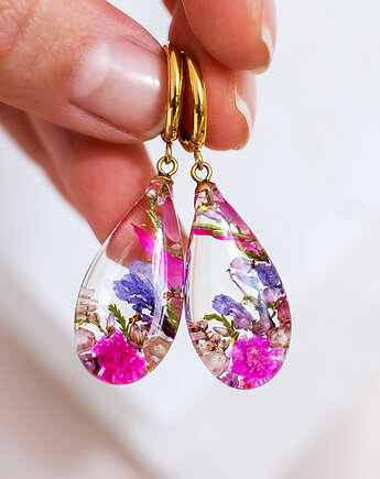 Kolczyki z kompozycją kwiatową, nature gift