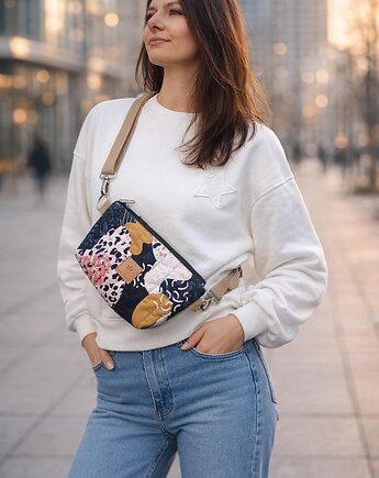 Pikowana torebko nerka z weluru Caracas, sabi tatka