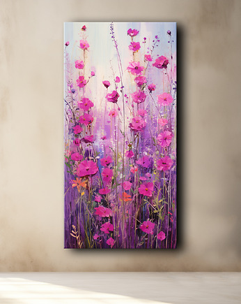 Polne kwiaty, maki, malwy - Plakat - Olej, Boho, Abstrakcja, Black Sapphire Art
