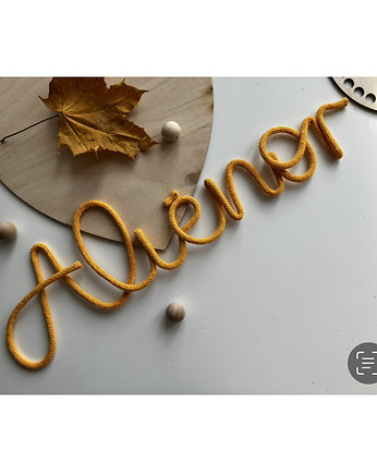 Personalizowany napis ze sznurka bawełnianego I drutu 4 literki, renartgifts