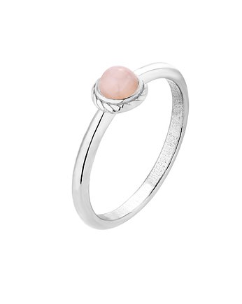 Srebrny pierścionek z kwarcem różowym, OSOBY - Prezent dla ukochanej