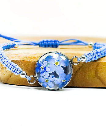 Kula z kwiatami Niezapomianjki i płatkami srebra, Lovely Jewellery