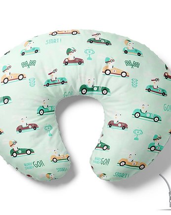 Poduszka rogal do karmienia Miętowe autka retro, Baby Love Decor
