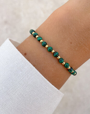 Bransoletka na gumce z malachitu z hematytem, Bring Biżuteria