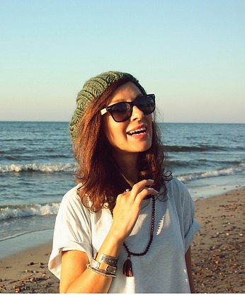 Czapka beanie handmade leśna zieleń, Mademoiselle Patrini
