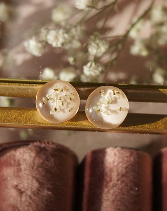 Kolczyki sztyfty z dziką marchwią, Jaskółcze ziele handmade 