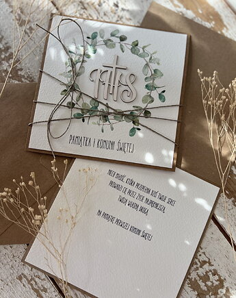 Kartka na komunię - pamiątka komunii ręcznie robiona Prezent, sorte