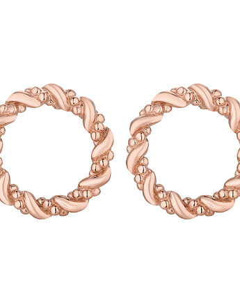 Kolczyki plecione koła z różowego złota, SOTHO