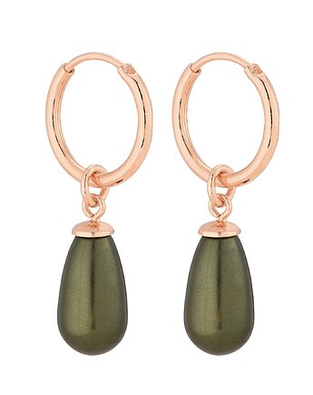 Kolczyki koła z różowego złota z zielonymi perłami SWAROVSKI CRYSTAL, SOTHO