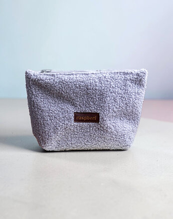 Szara kosmetyczka MAXI baranek, raspberi