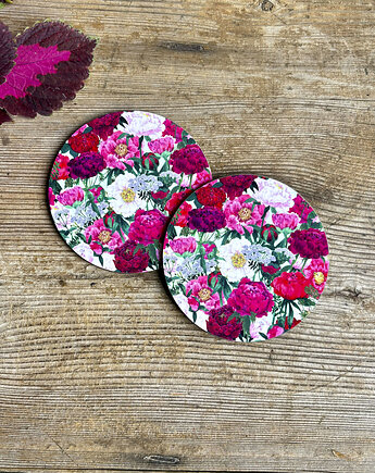 Podkładki pod kubek- Piwonie- Kwiaty - Ilustracja - Cup coasters, BOSKE