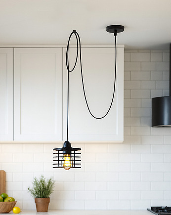 Czarna lampa wisząca pająk z regulacją długości przewodu GALO LOFT L1, lampy loftowe LYSNE LOFT