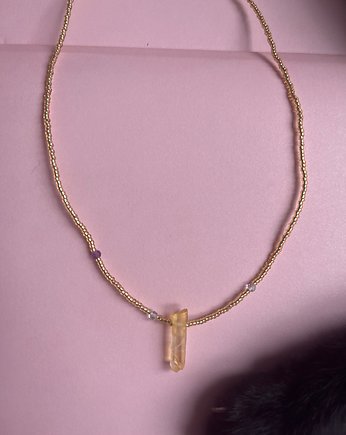 Choker z koralikami, cytrynem i kryształami górskimi, Luna by Sisters