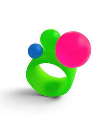 Pierścień z żywicy : BUBBLES : szeroki : 3 kule, kaktusia