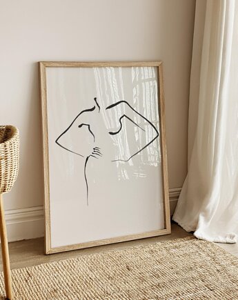 PLAKAT line art szkic kobieta akt rysunek, black dot studio