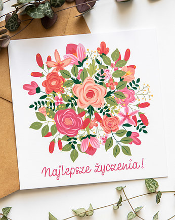 Kartka z kwiatami "Najlepsze życzenia!", Patrycja Łata