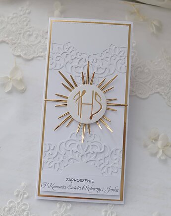 Zaproszenie na Pierwszą Komunię Świętą dla chłopca i dziewczynki, Osobiste Prezenty