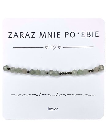 Bransoletka z alfabetem Morse Awenturyn i Piryt