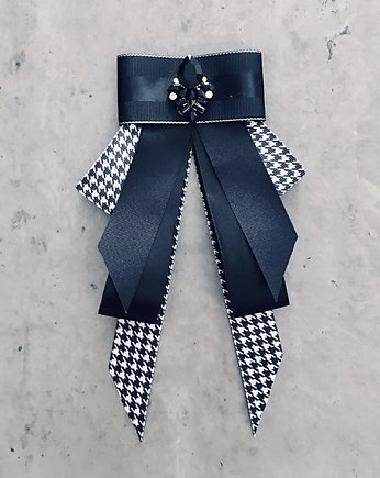 Brosza/ Krawat z  kryształem w stylu Glamour, Pudrowy Różowy