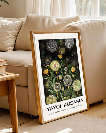 PLAKAT dekoracyjny zielona łąka dmuchawce Kusama, black dot studio