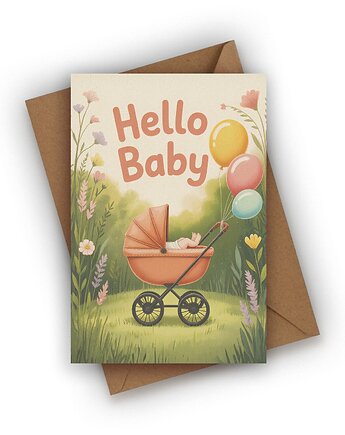 Kartka z okazji narodzin dziecka - Hello Baby, Czarna Owca Karteczki