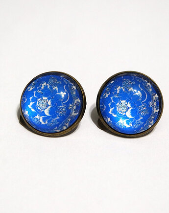 Klipsy - Kafelki, duży kwiat - duże, brąz, yenoo