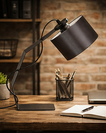Designerska lampa biurkowa do pracy i nauki HAGA metalowa z abażurem, LYSNE